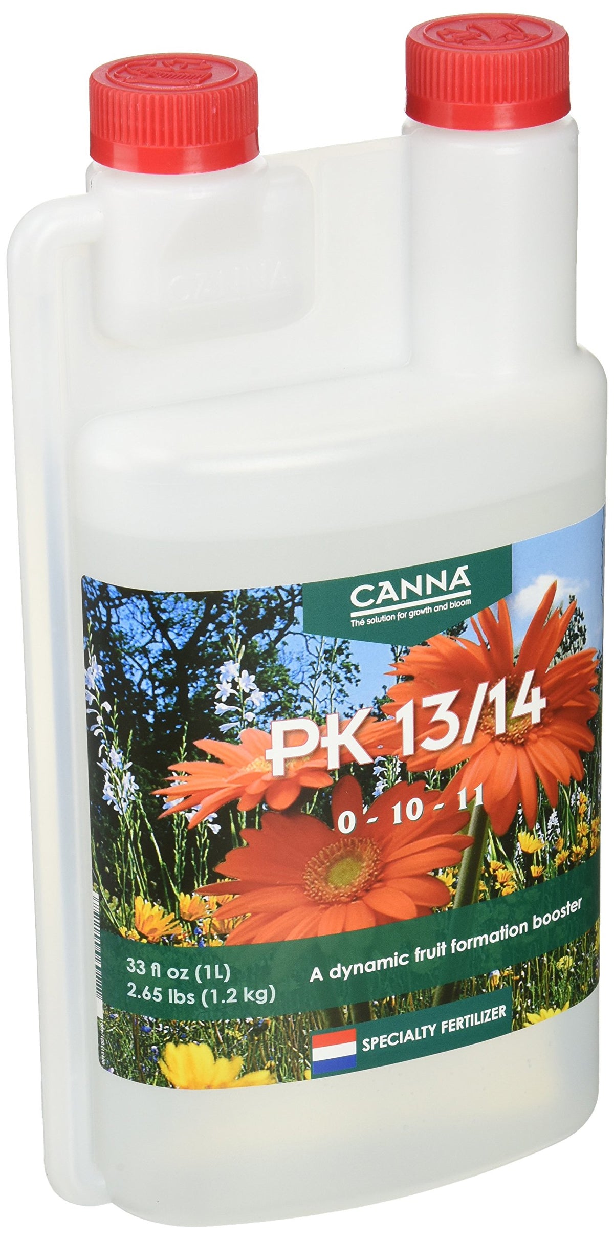 Canna Bud Phase additive bottle showing 0-10-11 NPK for robust growth during flowering.