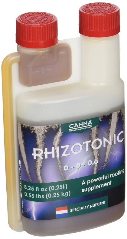 CANNA Rhizotonic bottle front view, highlighting root growth support