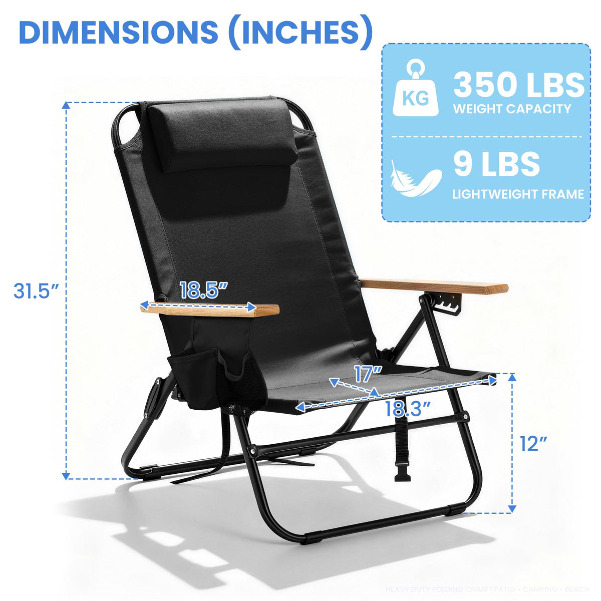 Canpsky folding lightweight camping chair ready for easy car trunk storage and transport