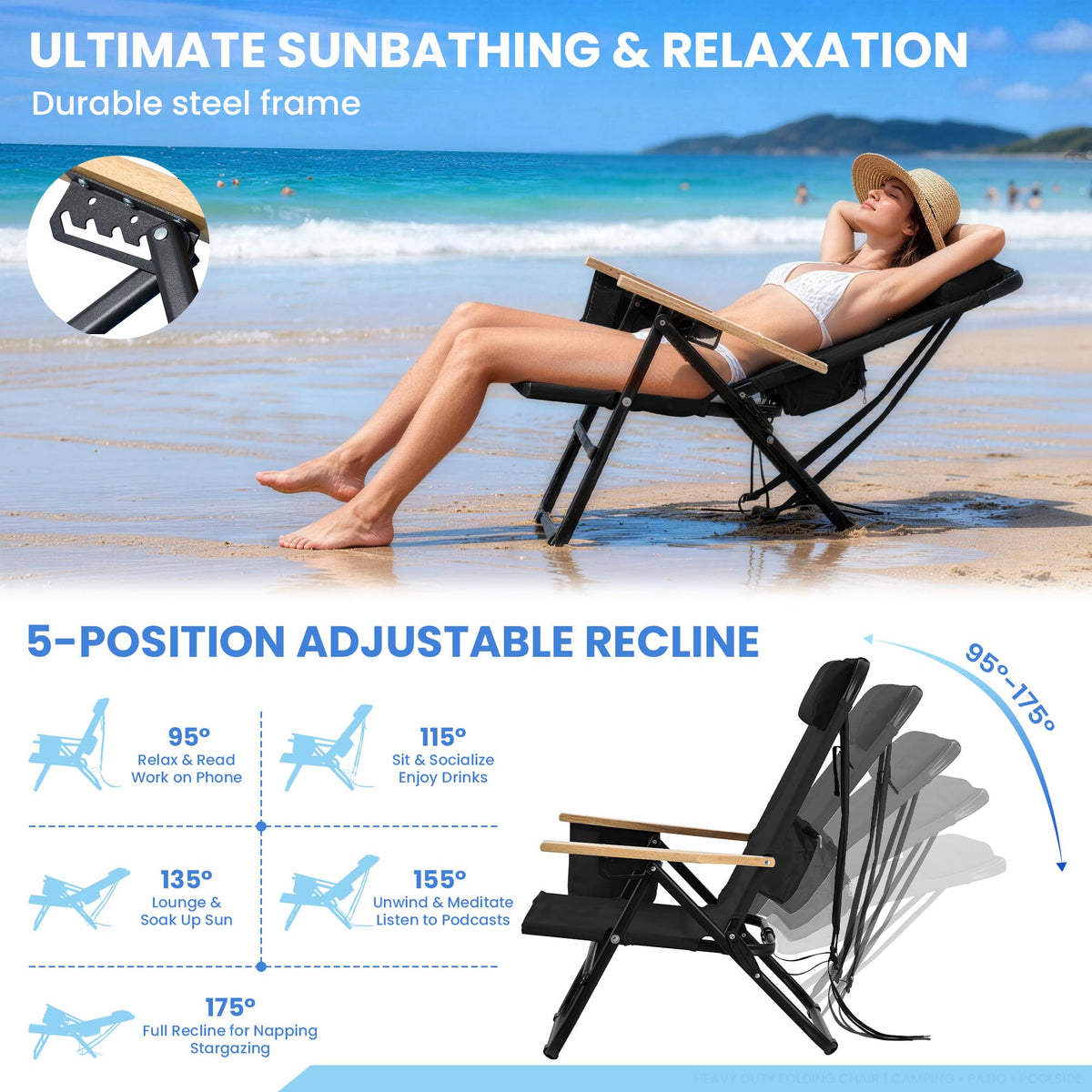 Canpsky heavy-duty 350lbs chair supports robust seating for outdoor adventures