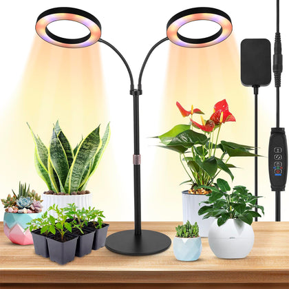 Canvage Dual-Head Grow Light with full spectrum LEDs supports indoor seedling growth.