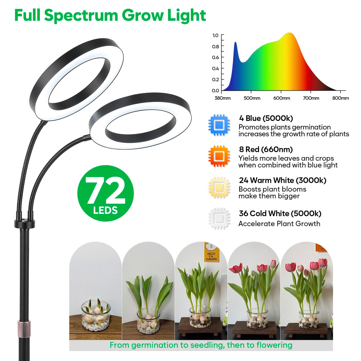 Canvage grow light timer enables automatic day-to-day scheduling for plants.
