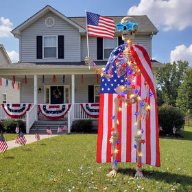 Capoda 12ft skeleton cape for bold outdoor decor at celebrations.