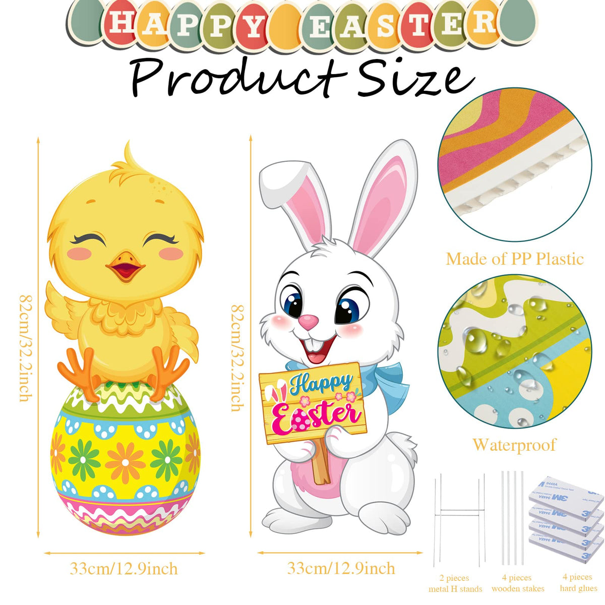 Capoda chick yard sign with Easter eggs adds festive charm to garden