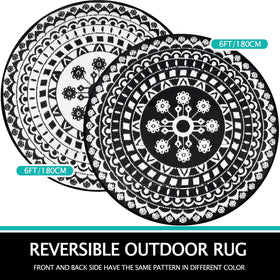 Capslpad boho round outdoor rug waterproof for decks and patios.