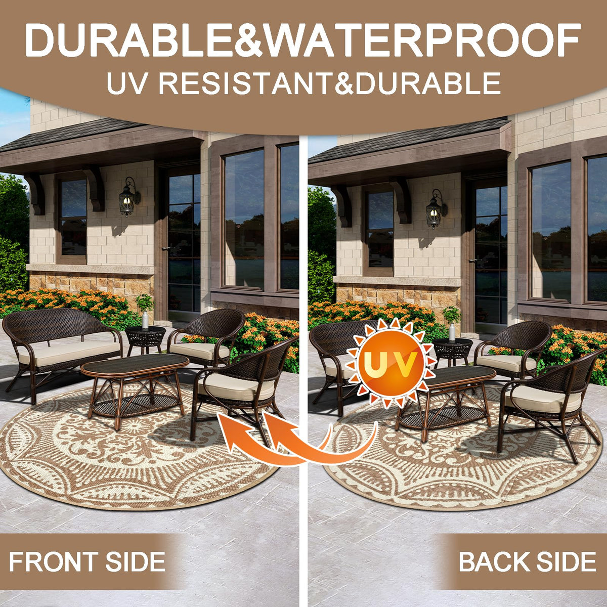 Capslpad patio balcony deck rug enhancing outdoor spaces with floral design.