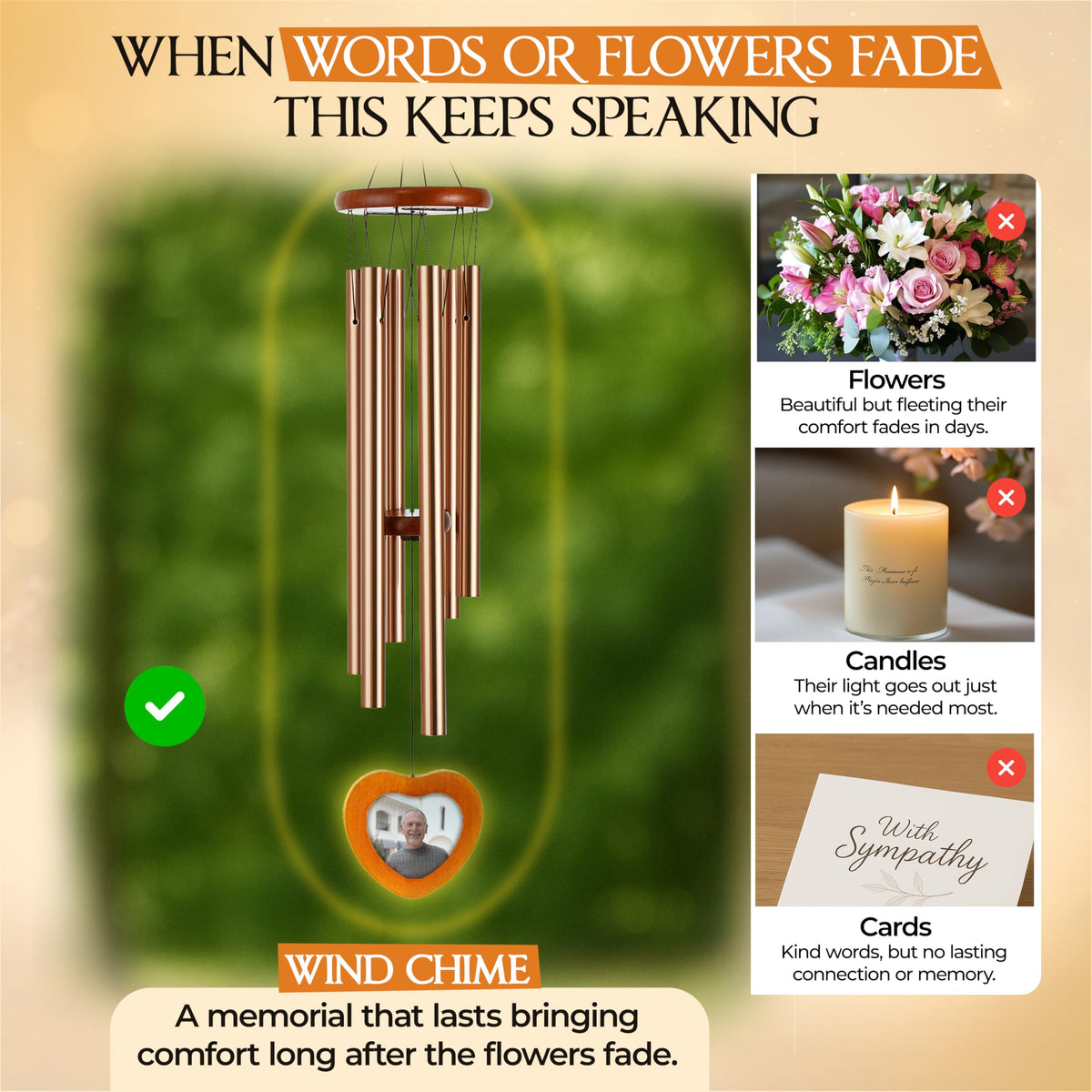 Captain Decor bereavement gift wind chimes for loss of a loved one