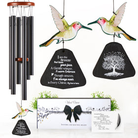 Captain Decor hummingbird memorial wind chime outdoors enhances garden remembrance