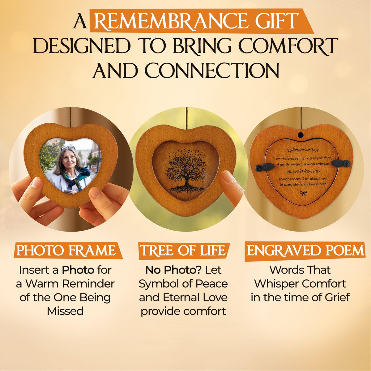 Captain Decor memorial wind chimes with photo frame for personalized remembrance