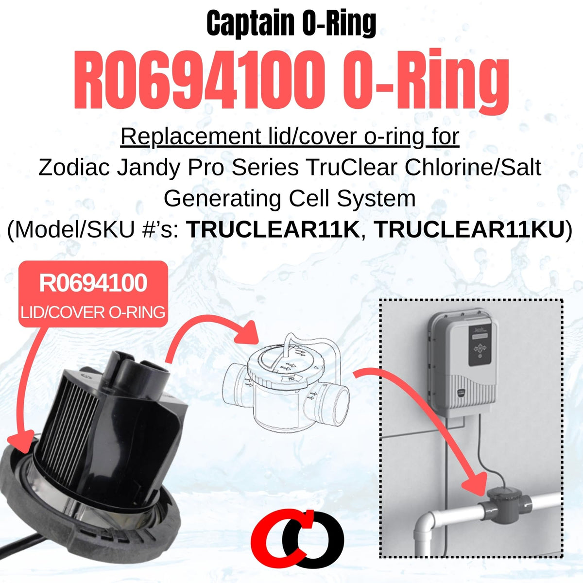 Two-pack o-ring set for Zodiac TruClear chlorinator, easy maintenance