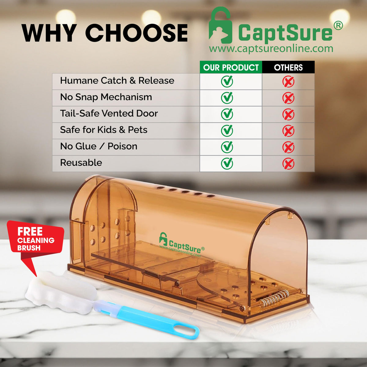 CaptSure garage setup demonstrates practical, no-kill control of mice.