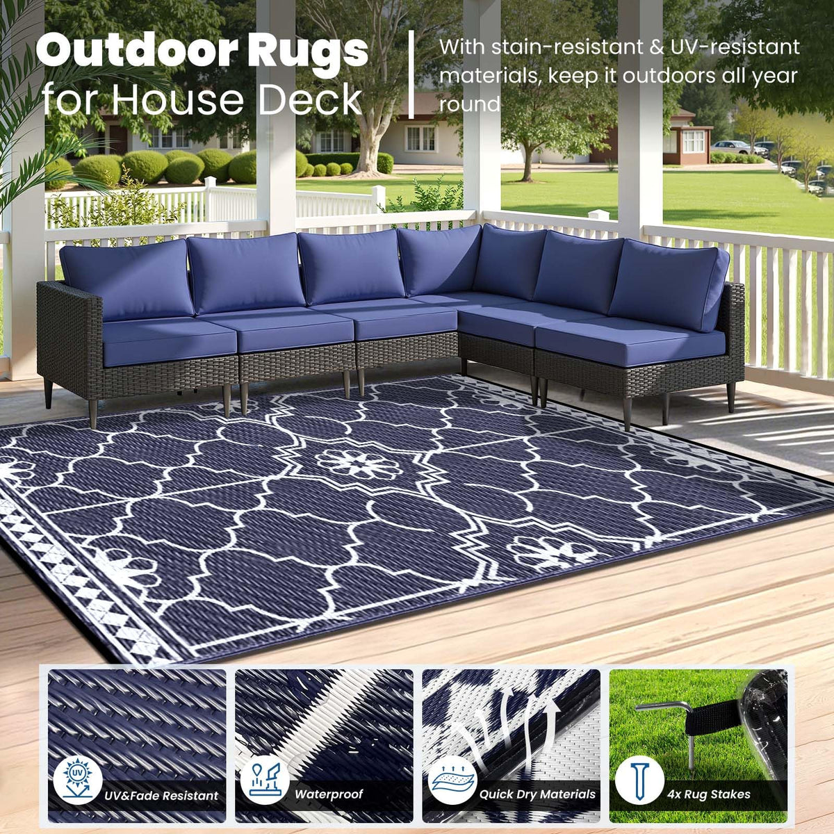 Capybland reversible outdoor rug blends style and durability.