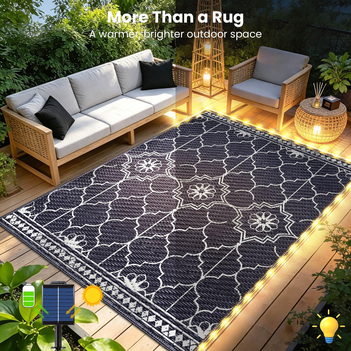 Capybland solar-powered rug lights provide hands-free illumination for outdoor spaces.