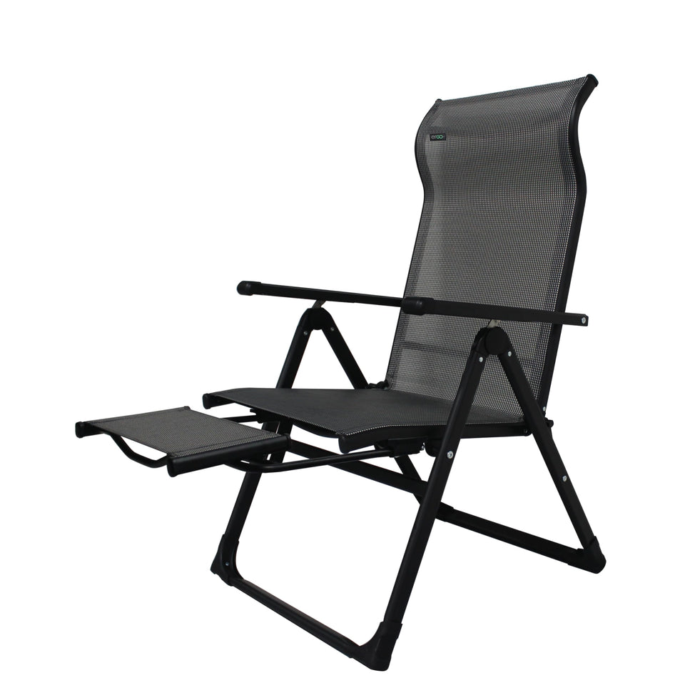 Caravan Sports Ergo+ folding chair offers durable fabric for outdoor comfort.