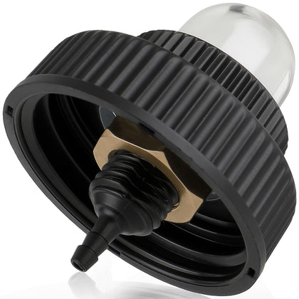 CARBBIA A01372A fuel cap with primer bulb close-up for easy priming.