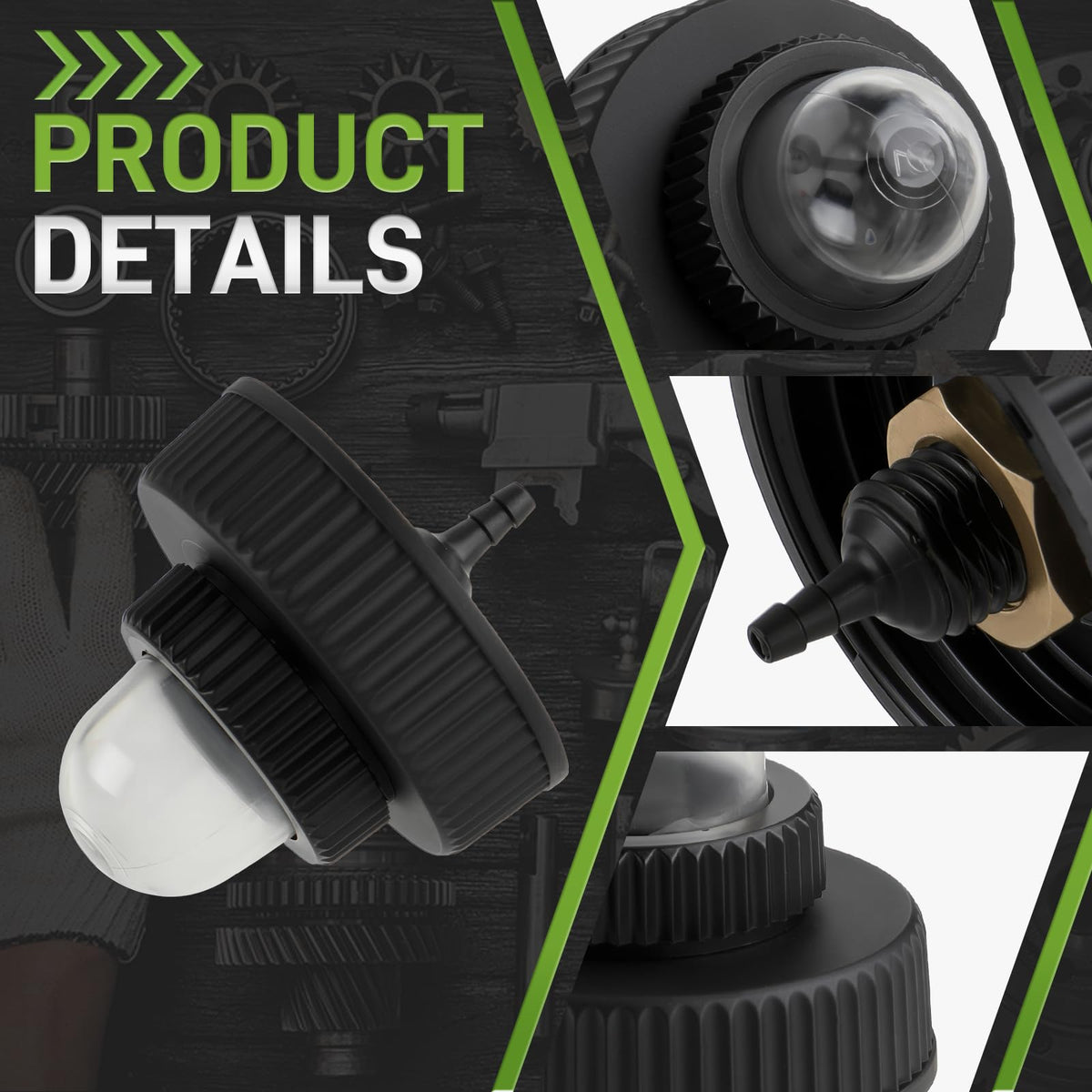 CARBBIA A01372A fuel cap with primer in packaging for replacement.