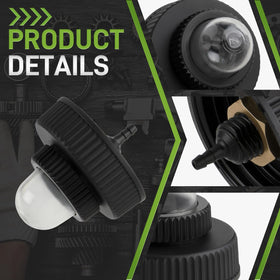 CARBBIA A01372A fuel cap with primer in packaging for replacement.