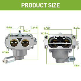 CARBBIA carburetor with gasket; exploded view illustrates all included pieces.