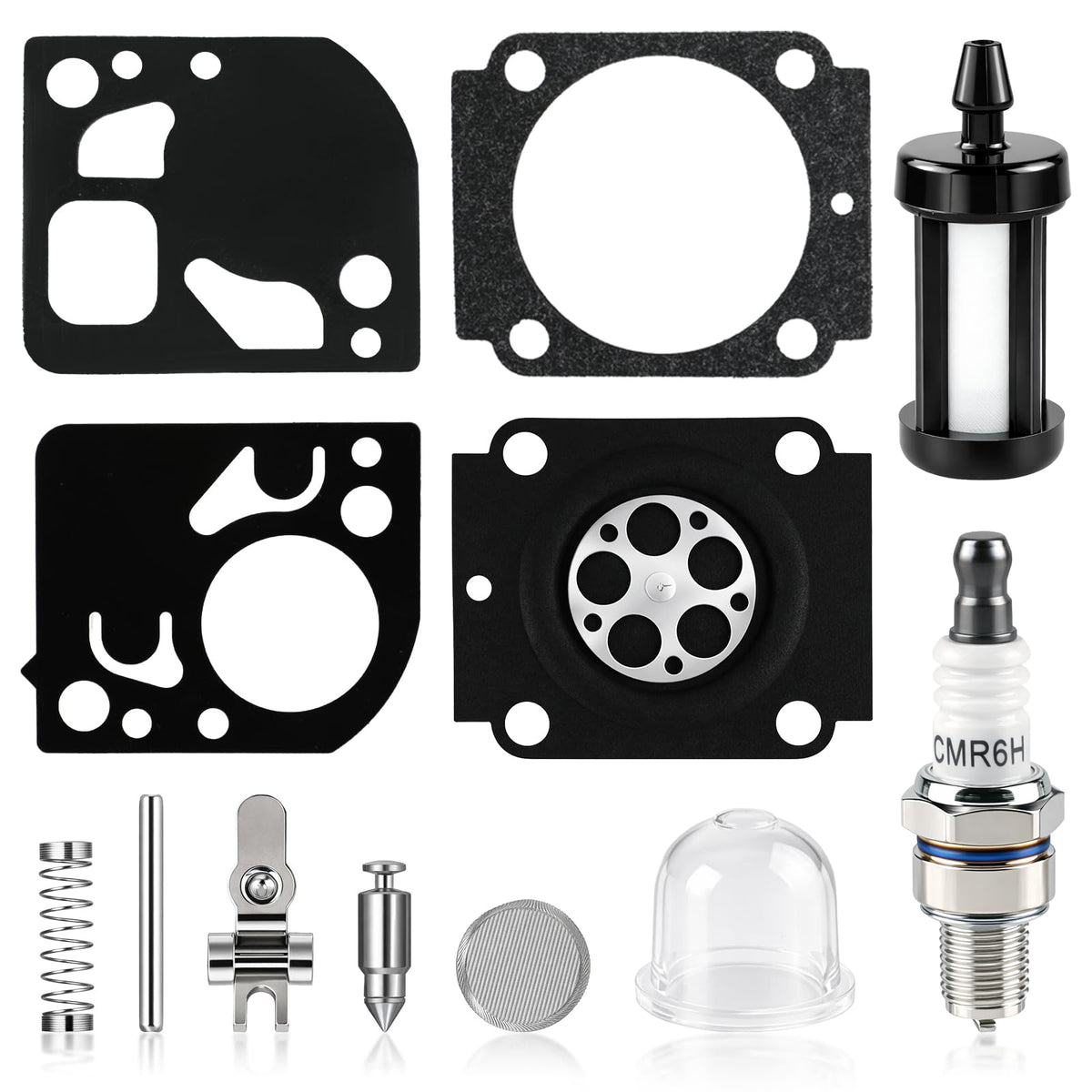 CARBBIA carburetor kit front view ready for a precise rebuild