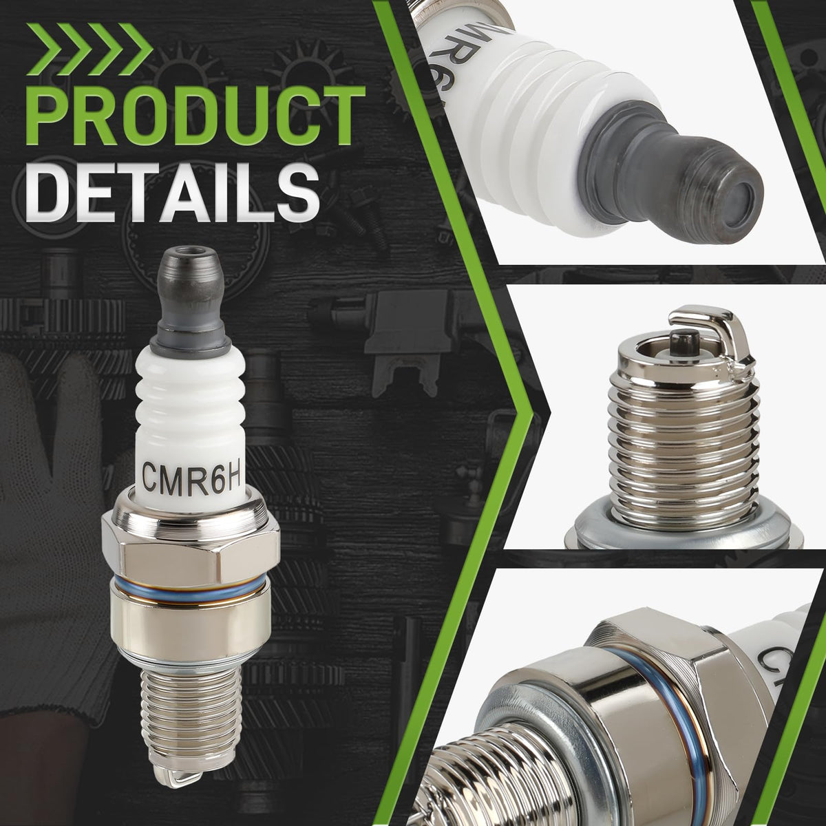CARBBIA carburetor kit spark plug detail ready for replacement during service