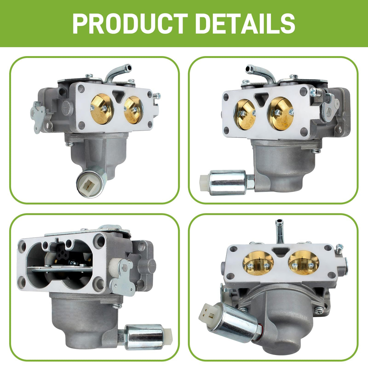 CARBBIA carburetor with gasket; side view shows reliable fuel pump and filter integration.