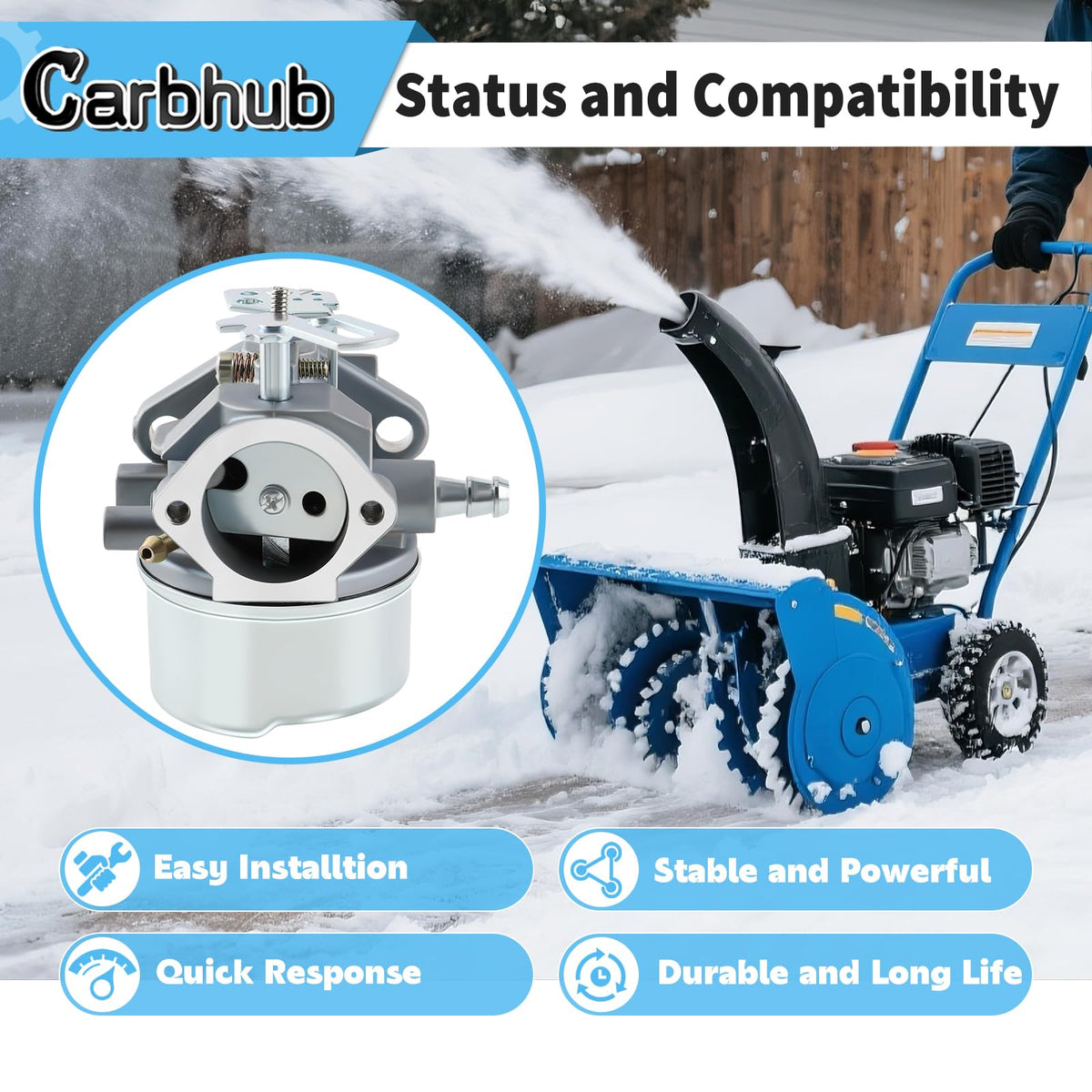 Carbhub 640052 carburetor for Tecumseh HMSK100, engine compatibility