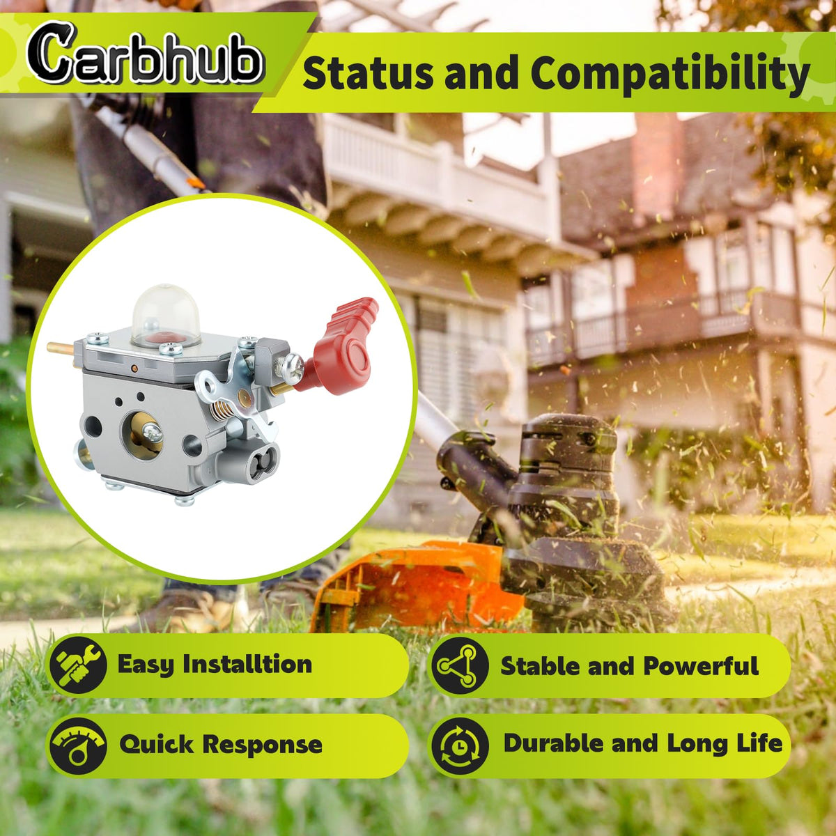 Carbhub air filter and fuel line kit components