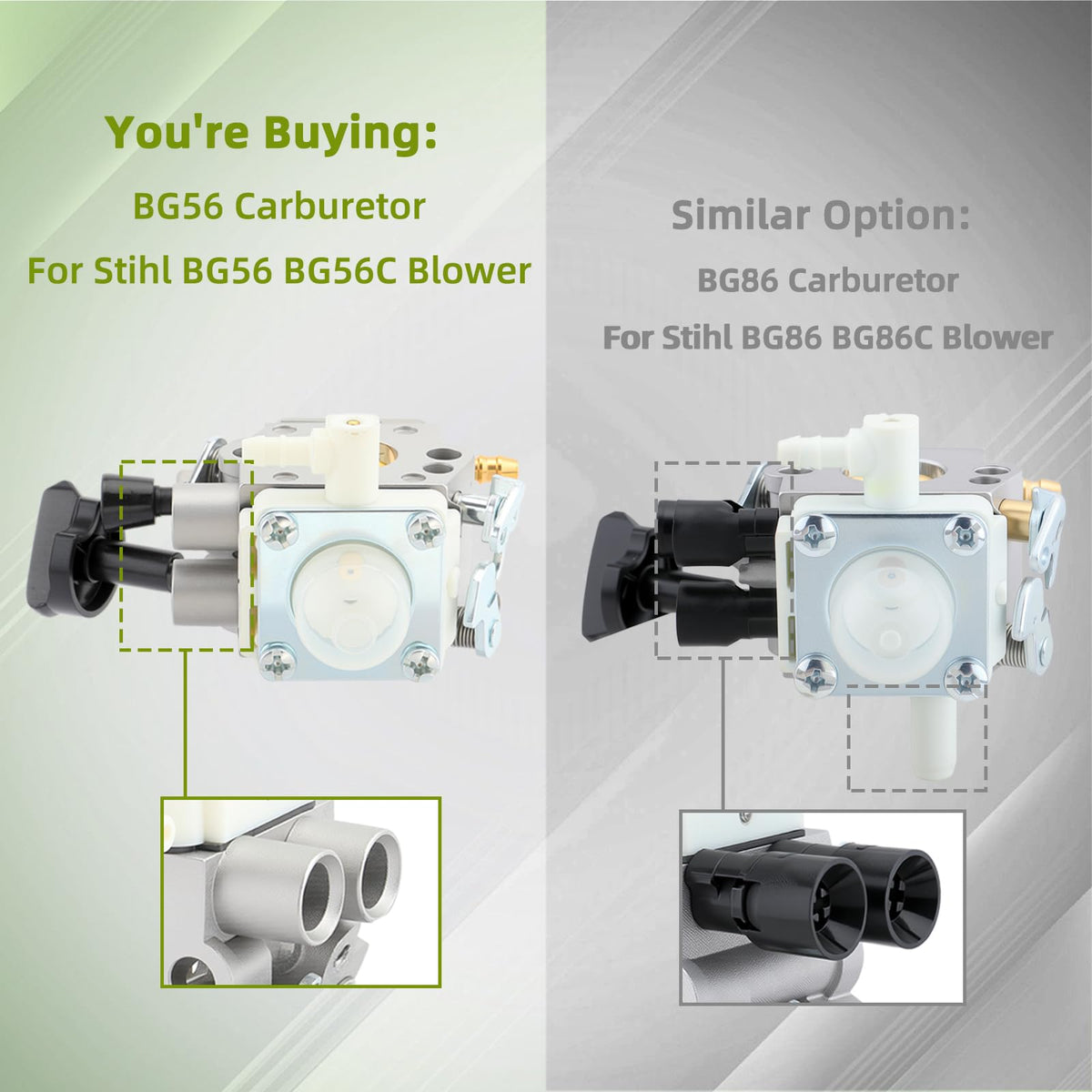 Carbhub BG56 carburetor front view shows compact, ready-to-install unit