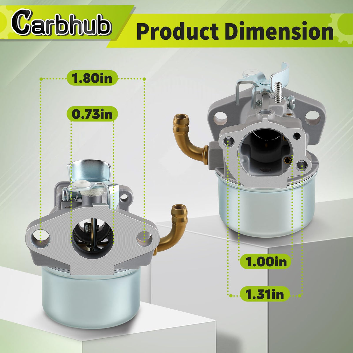 Carbhub carburetor installation instruction image demonstrates ready-to-fit setup.