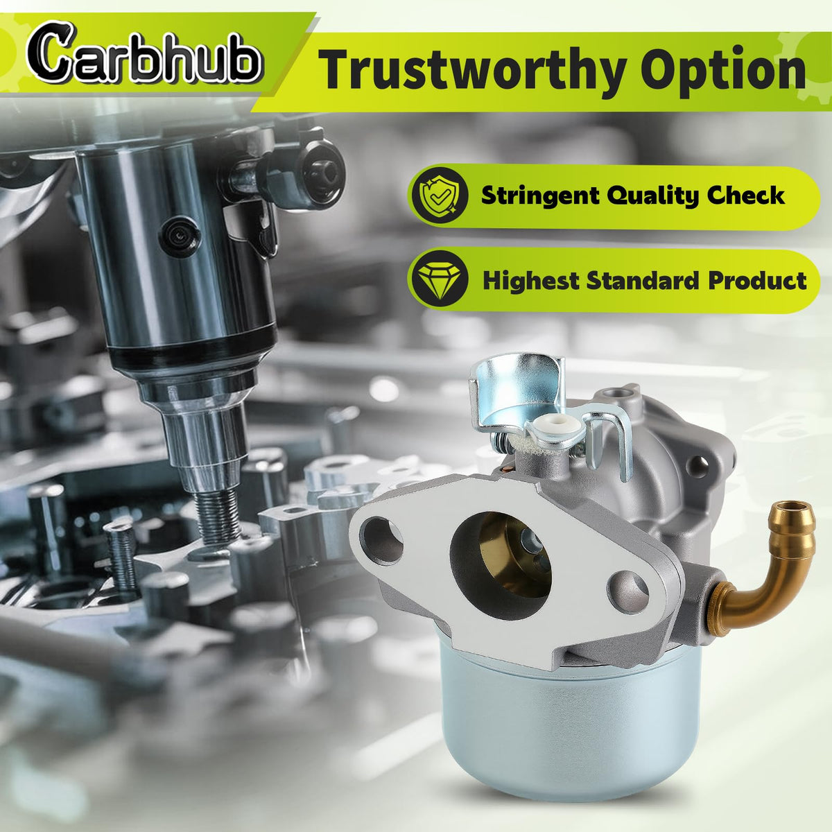 Carbhub carburetor label detail reveals compatibility information for quick checks.