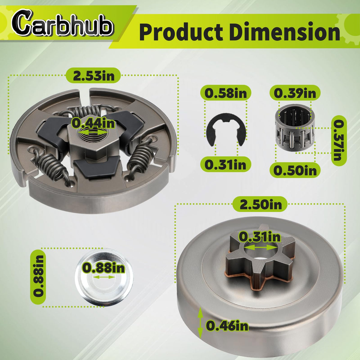 Carbhub clutch bearing assembly for Stihl, supports reliable operation.