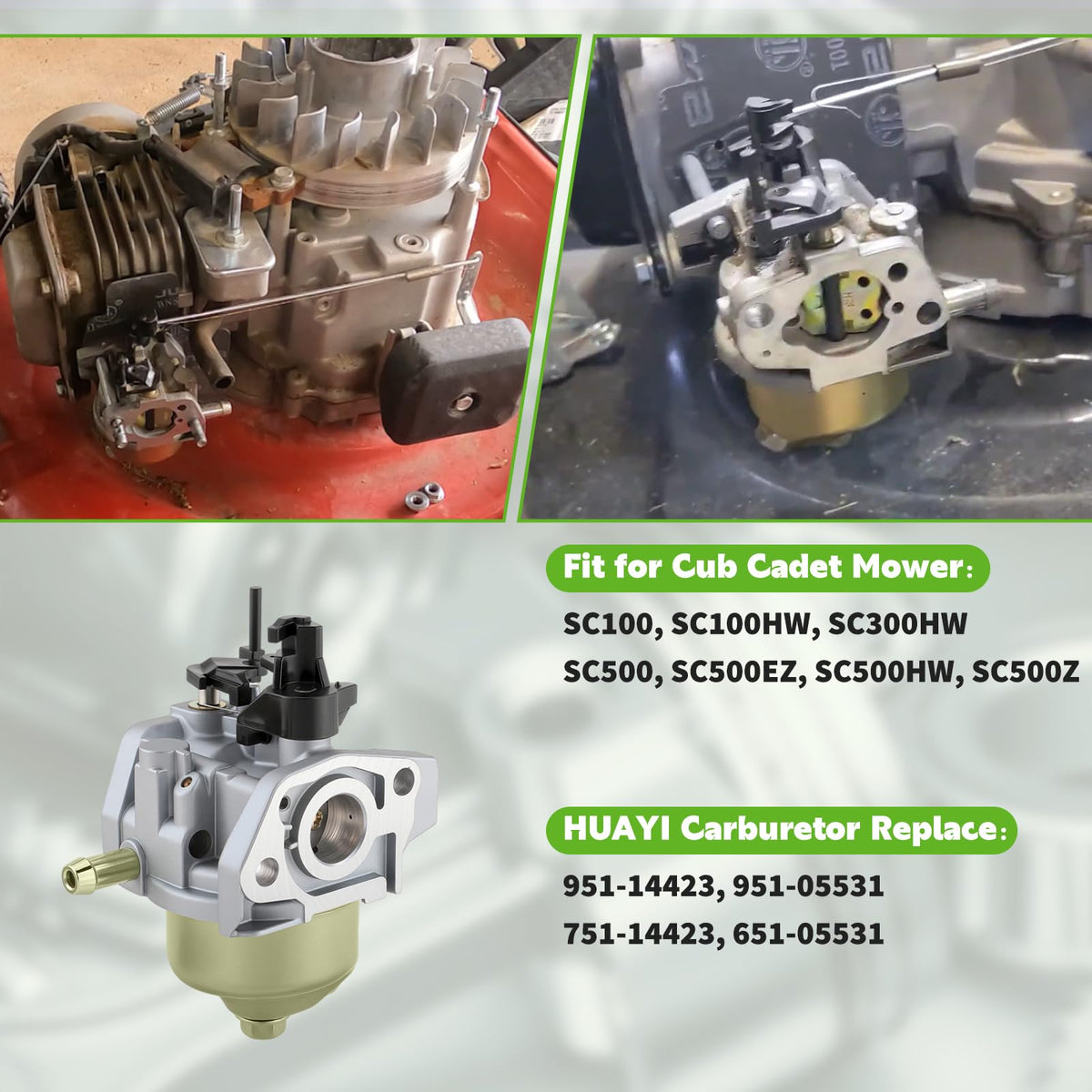 Carbhub cub cadet scm100 carburetor enhances mowing performance and ease of starting.