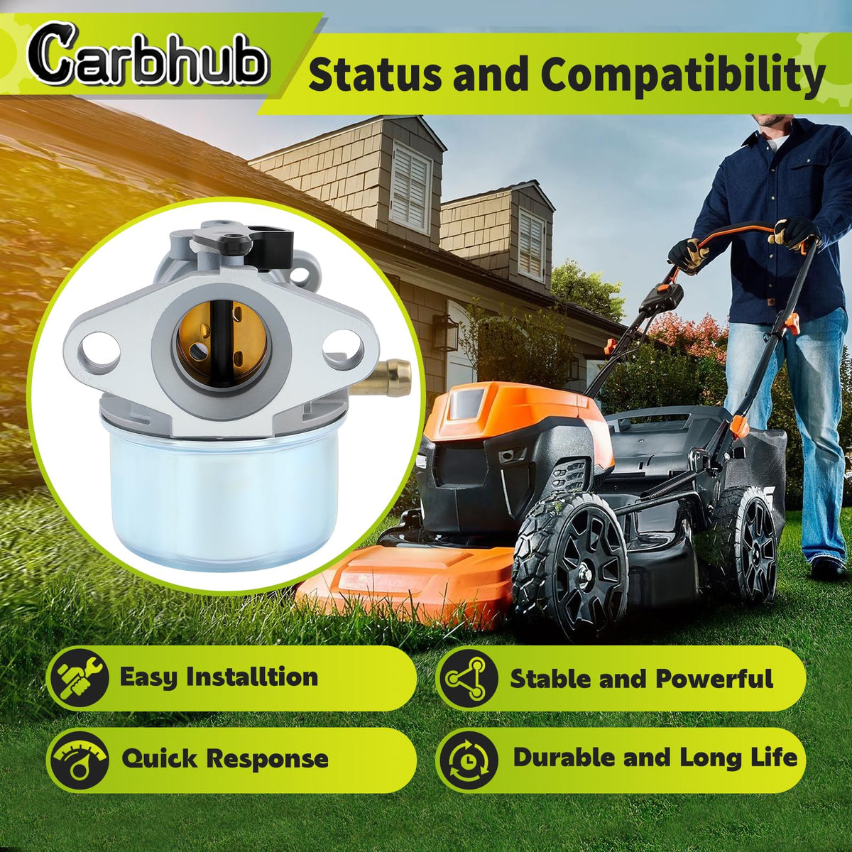 Carbhub Husqvarna carburetor side view matching HU775L 6522SH for smooth operation