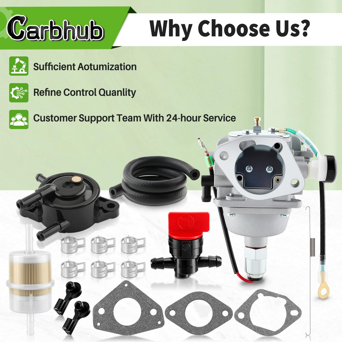 Carbhub Kohler carburetor installation-ready with all essential hardware.