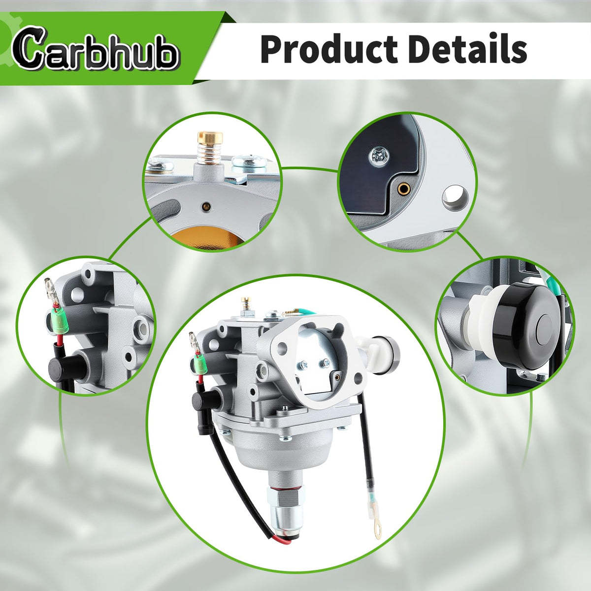 Carbhub Kohler carburetor package includes gaskets, filter, valve, and clamps.