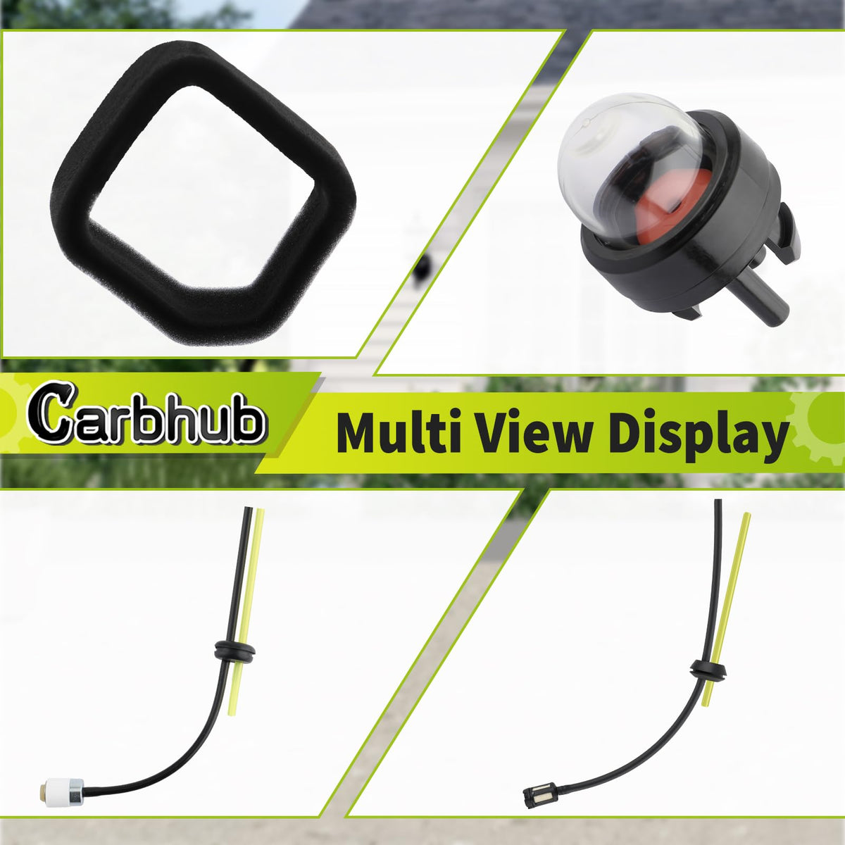 Carbhub packaging image, ready-to-install air filter fuel line set.