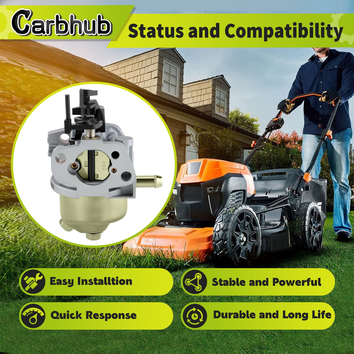 Carbhub Yard Machines 11A-A22J700 carburetor compatibility for durable cuts.