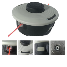 Carburionix 27-2 trimmer head close-up with bump-feed concept for quick line feed