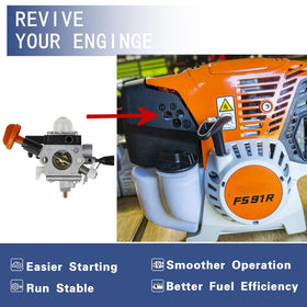 Carburionix HT102 pruner attachment illustrating carburetor compatibility
