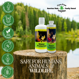 Care Free Enzymes Poultry Water Protector heated drinkers reduce mineral deposits on coils.