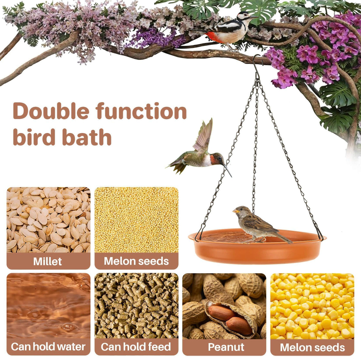 CARGEN bird feeder plate ready to hang on a branch for easy wildlife feeding