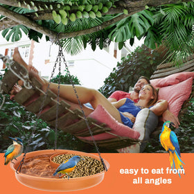 CARGEN wide shallow bowl bird bath with birds drinking
