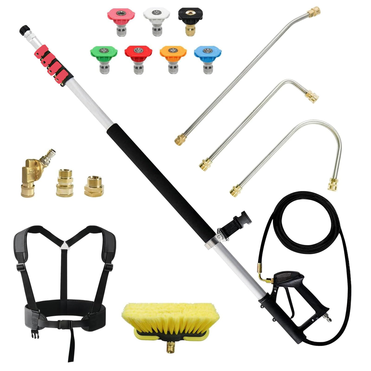 Carivia 24ft telescoping wand extension reaches roofs and walls safely.