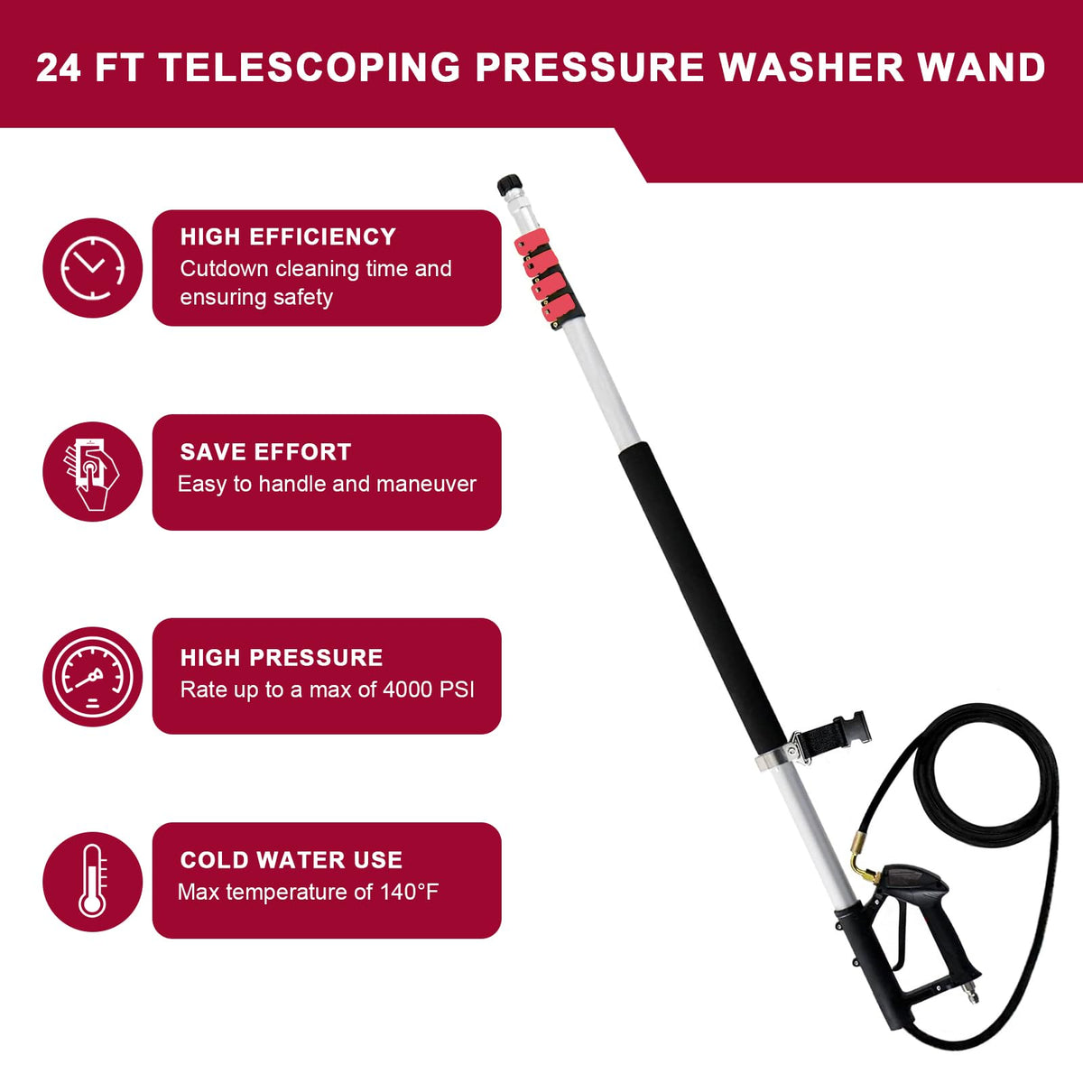 Carivia pressure-washer extension wand with brush head cleans stubborn dirt effectively.