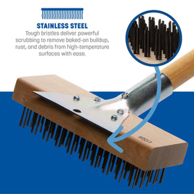 Carlisle stainless steel scraper loosening debris for deeper clean.