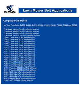 CarlMa belt installation in progress on a TimeCutter mower for quick maintenance.