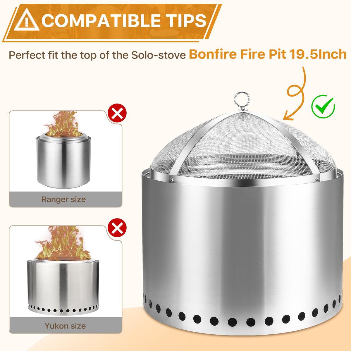 CAROD bonfire screen with removal handle enables easy one-handed operation