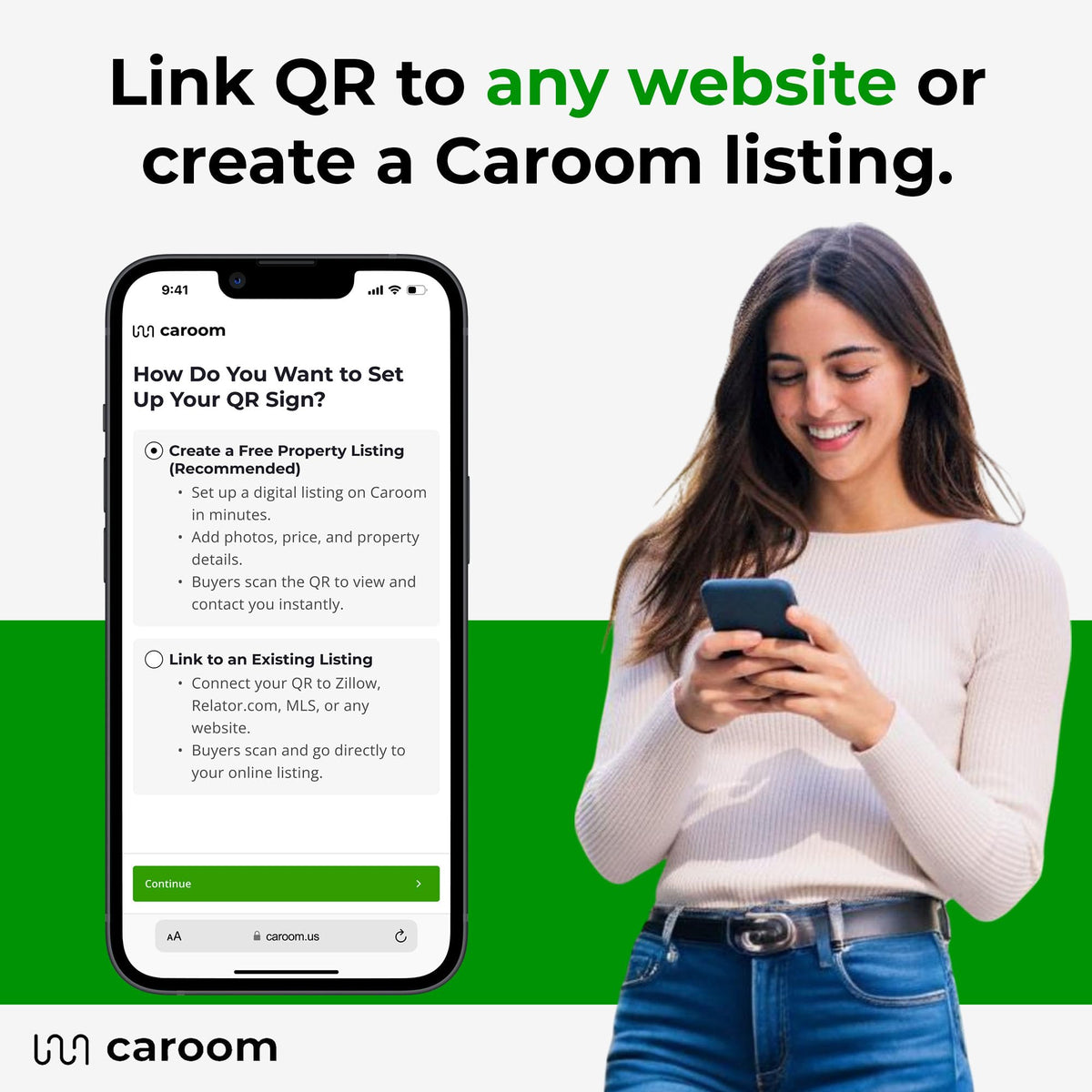 Caroom double-sided design reads from multiple angles for higher visibility.