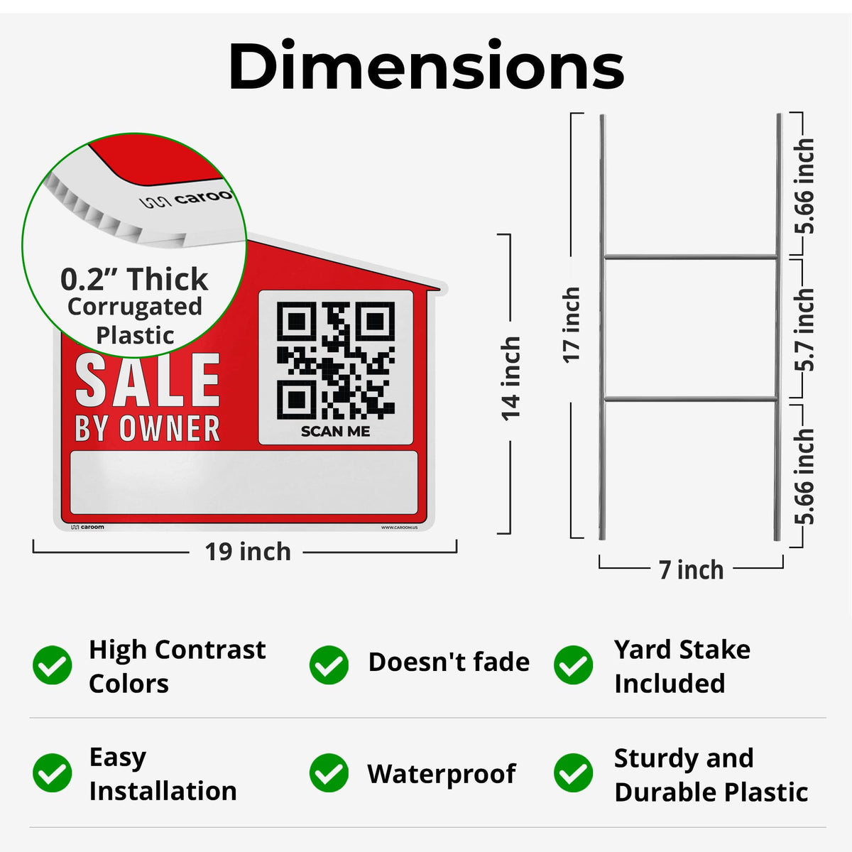 Caroom QR code close-up; scan from up to 50 feet to view listings instantly.
