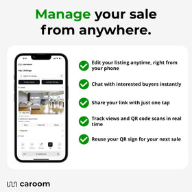 Caroom QR links to MLS or your site, keeping information current.